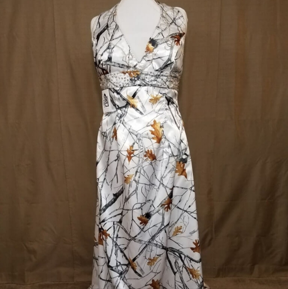 True Timber Camo White Wedding Prom Bridemaids Dress Size 22 NEW